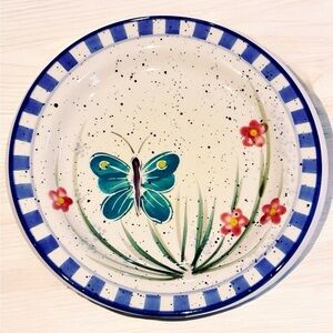 Julie Ueland Butterfly & Pansies Plate Replacement 1999 Enesco VTG Key Catcher